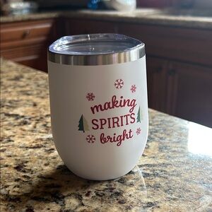 White Holiday Tumbler with Festive Design